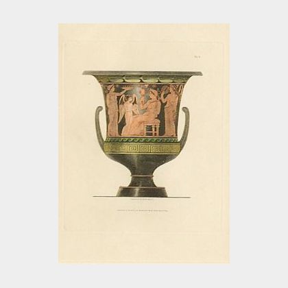 Eight Framed Hand Colored Engravings of Red and Black Grecian Urns