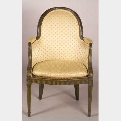 Louis XVI Style Green Painted Bergere