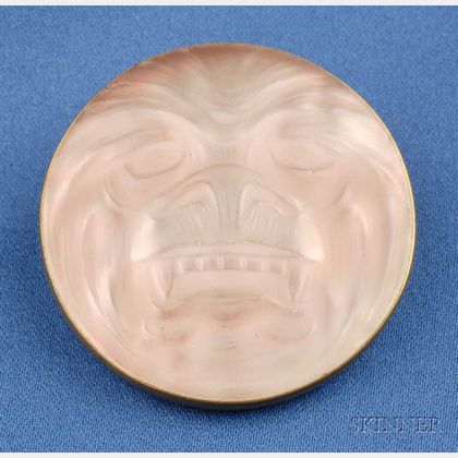 Molded Glass Grotesque Mask Brooch, Lalique