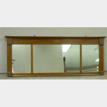 Federal-style Inlaid Mahogany Tri-part Overmantel Mirror
