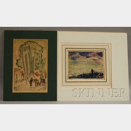 Lot of Two Unframed Works on Paper Jerry Farnsworth (American, 1895-1983),Moonlight