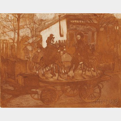 Jacques Villon (French, 1875-1963) Manège rue Caulaincourt ou Le petit manège aux chevaux de bois