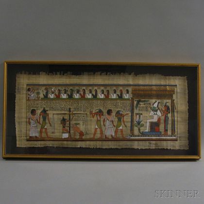 Framed Egyptian-style Painting on Papyrus