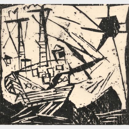 Lyonel Feininger (German/American, 1871-1956) Das Schiff (mit Sonne)