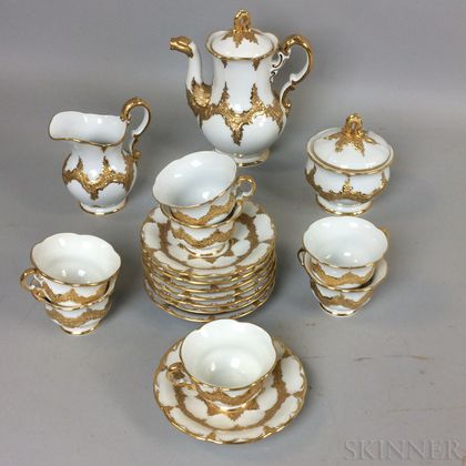 Eighteen-piece Meissen Gilt Porcelain Tea Service