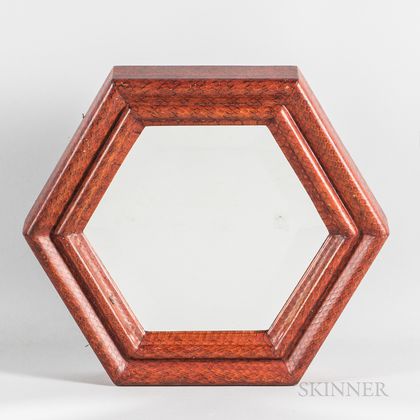 Karl Springer Hexagonal Mirror in Snakeskin Frame