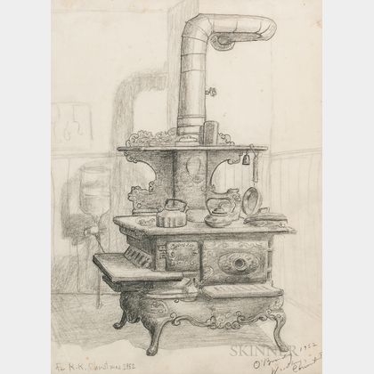 Gertrude O'Brady (American, 1904-1985) Two Framed Drawings: Stove