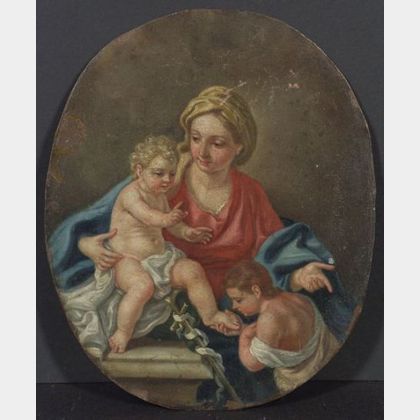 Continental School, 19th Century Madonna and Child with Saint John the Baptist.