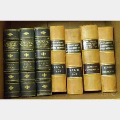 Two Sets of 19th Century Leather-bound Mechanical and Engineering Books