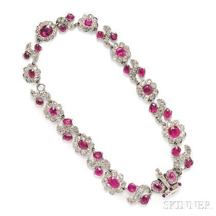 Antique Ruby and Diamond Necklace