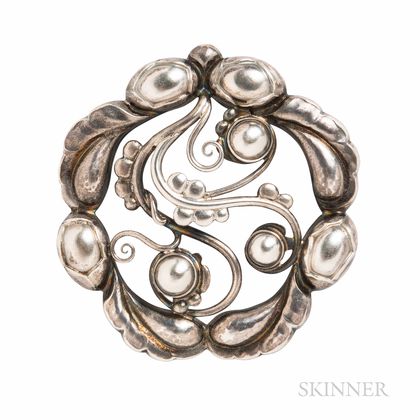 Georg Jensen Sterling Silver and "Silver Pearl" Brooch