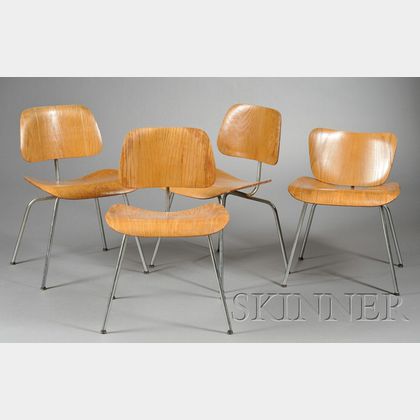 Four Charles Eames DCM Chairs