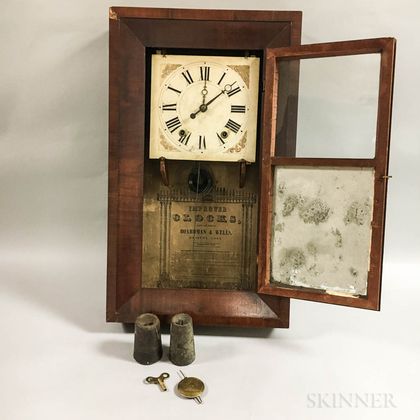 Boardman & Wells Mahogany Veneer Mirrored Shelf Clock