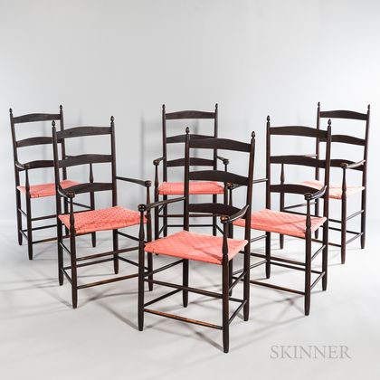 Set of Six Shaker "No. 5" Production Armchairs