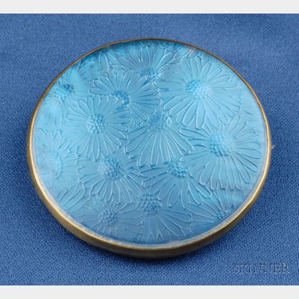 Blue Molded Glass Daisy Brooch, Lalique