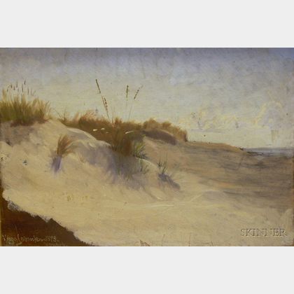 Framed Oil on Canvas Landscape of the Dunes at Hornback by Viggo Johansen (Danish, 1851-1935)