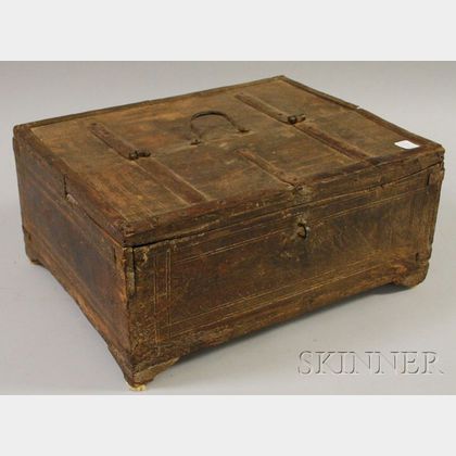 Iron-mounted Near Eastern Wooden Box with Incised Decoration