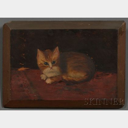 American School, 19th Century Recumbent Kitten.