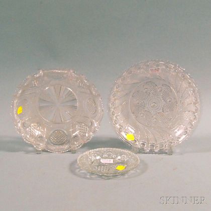 Three Pieces of Colorless Sandwich Lacy Glass