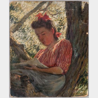 Joseph Henry Hatfield (American, 1863-1928) Girl Reading in a Tree