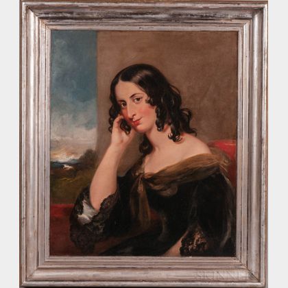 British School, 19th Century Regency-era Portrait of a Young Woman with Dark Curls