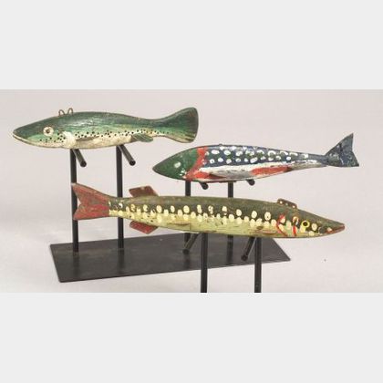 Three Carved and Painted Fish Decoys
