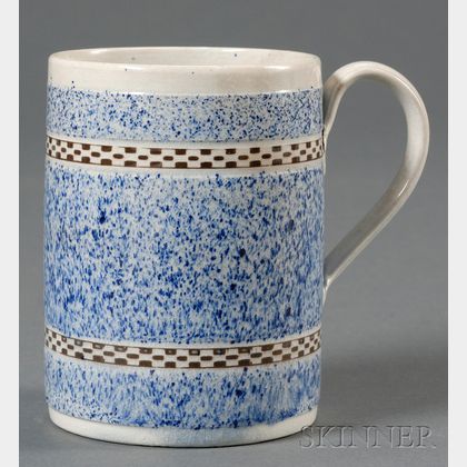 Mochaware Mug with Checkered Banding