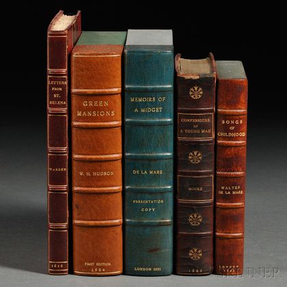 Mixed Lot: 1816-1921, Fine Bindings, Signed Copies, First Editions, Five Volumes.