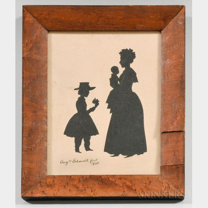 Framed Auguste Edouart Silhouette Reproduction of the Eagle Family