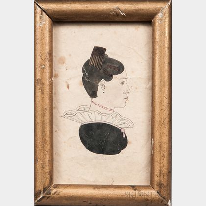 Roswell Park (American, Mid-19th Century) Profile Portrait of a Young Woman with a Large Comb