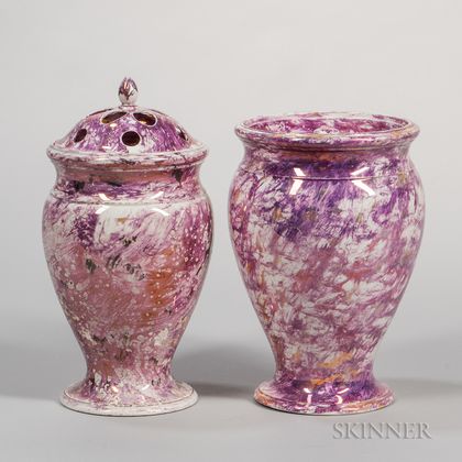 Two Wedgwood Moonlight Lustre Potpourri Vases