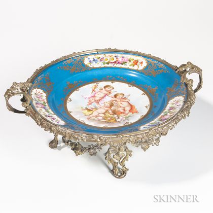 Sevres-style Bronze-mounted Center Dish