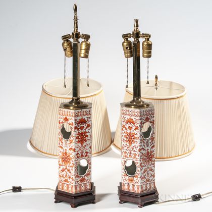 Pair of Export Porcelain Lamps