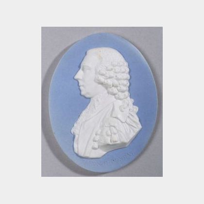Wedgwood Pale Blue Jasper Dip Oval Portrait Medallion of Henry Dundas