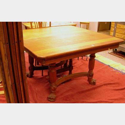 Late Victorian Carved Walnut Dining Table with Paw Feet