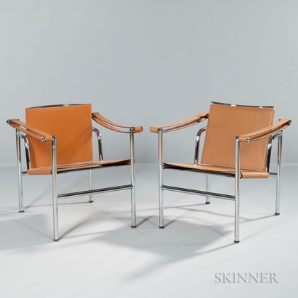 Two Sling Seat Lounge Chairs 