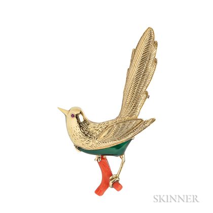 18kt Gold Gem-set Bird Brooch, Boucheron