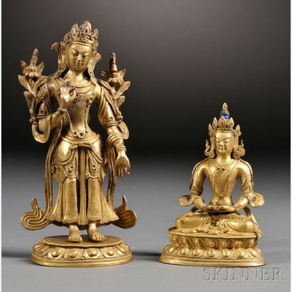 Two Gilt-bronze Figures