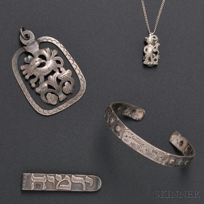 Four Ilya Schor Silver Jewelry Items