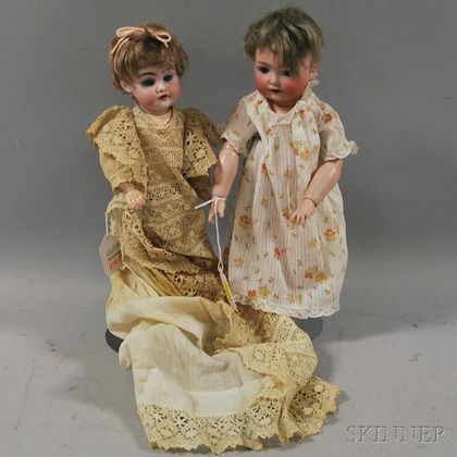 Two Small Kestner Bisque Head Dolls