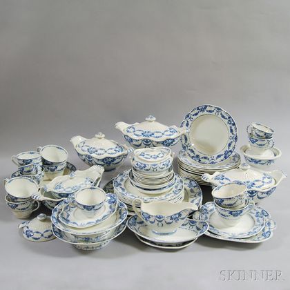 Large Group of Wedgwood Blue and White Grosvenor Ceramic Tableware