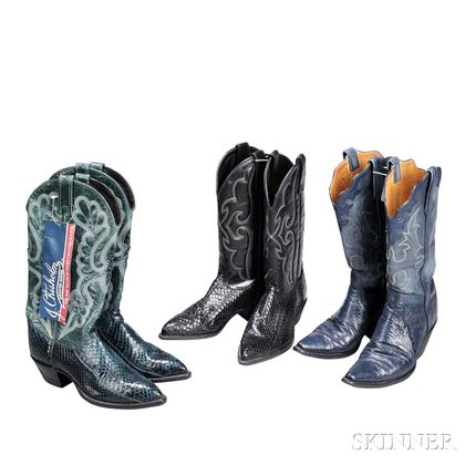 Little Jimmy Dickens Three Pairs of Leather Cowboy Boots