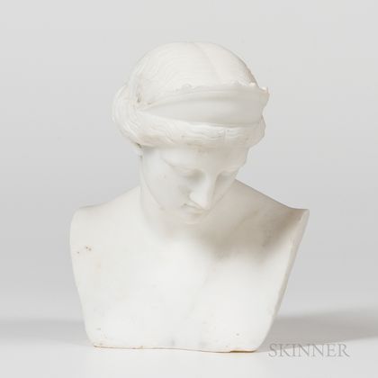 Italian White Marble Bust of Athena