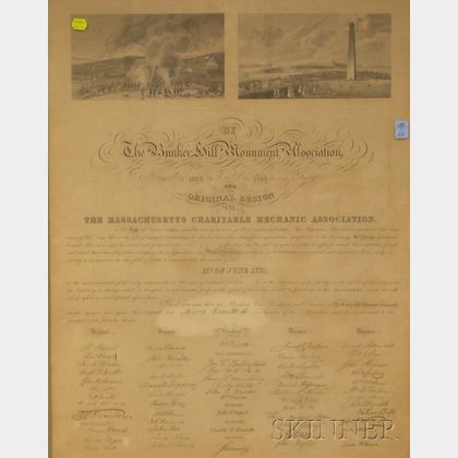 Framed Bunker Hill Monument Association Certificate of Membership
