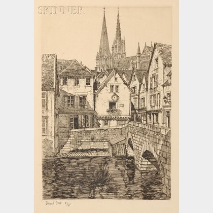 Samuel V. Chamberlain (American, 1895-1975) Lot of Two Views of Chartres: Porch of the Virgin of Chartres, A Vista