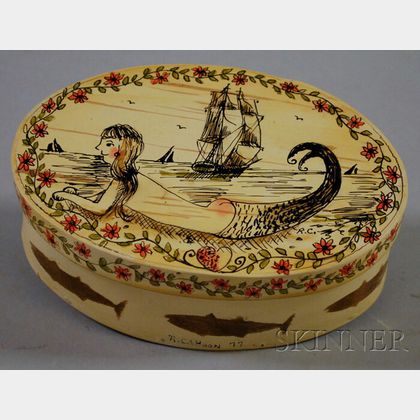 Ralph Cahoon (1910-1982) Oval Paint-decorated Wooden Box with Cover