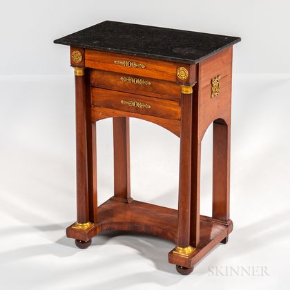 Directoire Granite-top Mahogany-veneered Side Table