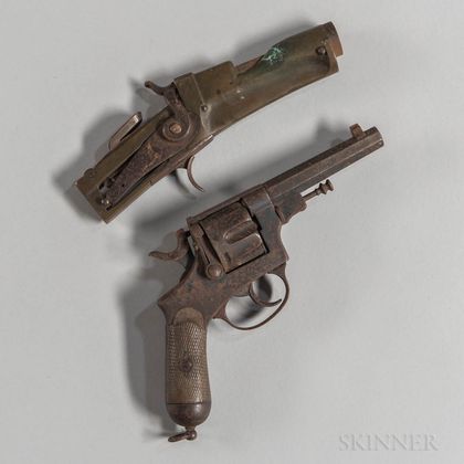 Toschi Castelli Model 1889 Double-action Revolver and a Late 19th Century Homemade Brass-framed Pistol