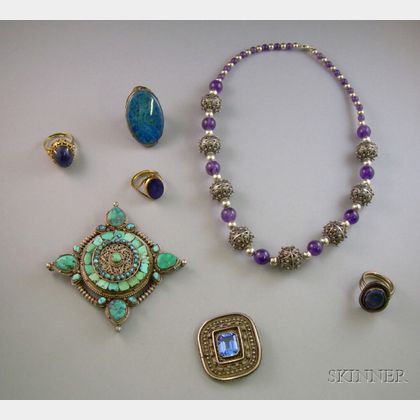 Assortment of Hardstone and Silver Jewelry