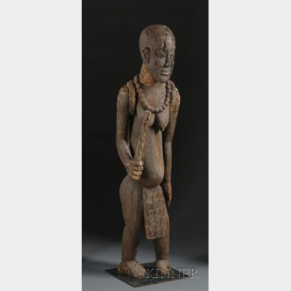 Rare African Carved Wood Commemorative Statue